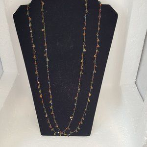 58"LONG  brass and bead Layering necklace